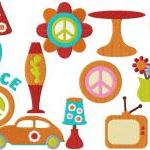 Set Of Twelve 4x4 Groovy R..