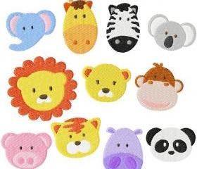 Set of eleven 4X4 Zoo & Jungle Baby Face Filled Machine Embroidery Designs