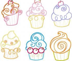 4X4 Set CupCake cup cake Applique Machine Embroidery Designs